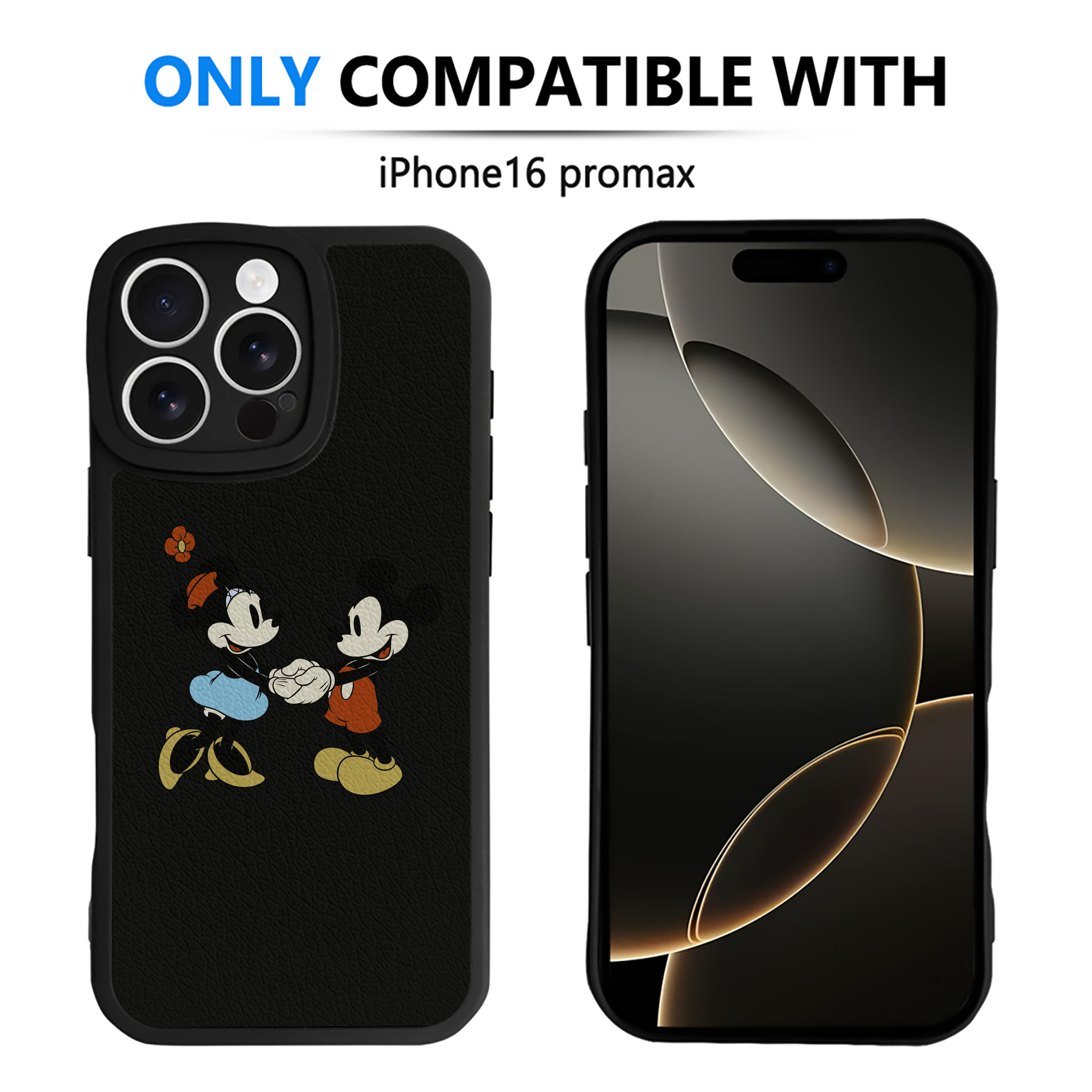 （画像用） ミッキーマウス Mickey Mouse 【iPhone 16シリーズ対応】シリコンスマホケース（レザー調） 材質：シリコン